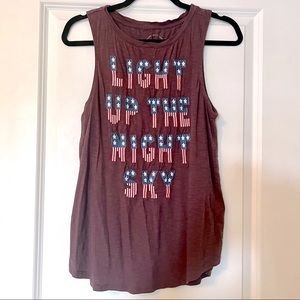 Lucky Brand “Light Up the Night Sky” Mauve/Taupe Tank - Large / GREAT FOR JULY 4